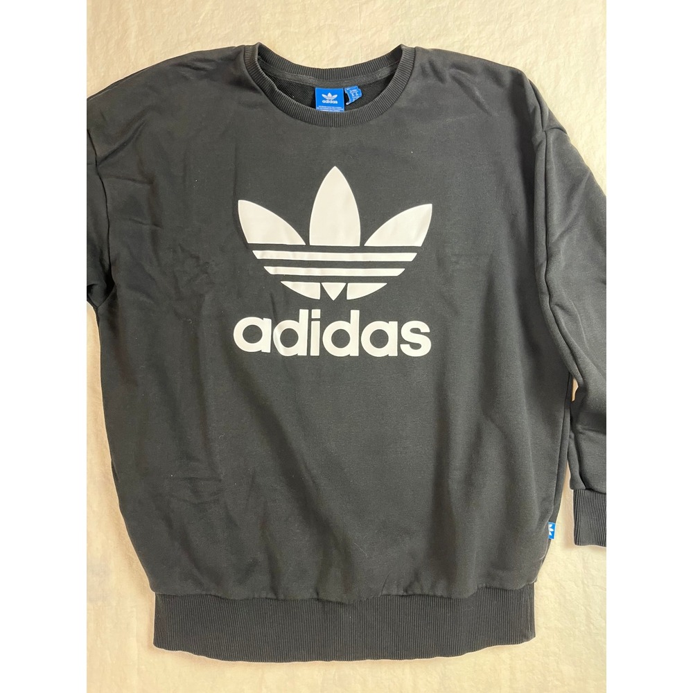 Adidas Originals Trefoil Crewneck Sweatshirt Black‎ White Logo Mens Small S